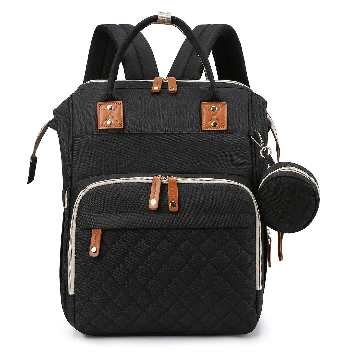 Kuduo Bao Diaper Bag Backpack with Changing Station Bed Stuff Crib Nappy Bag with Mat Pat for Mom Dad Shower Gifts Waterproof 999999