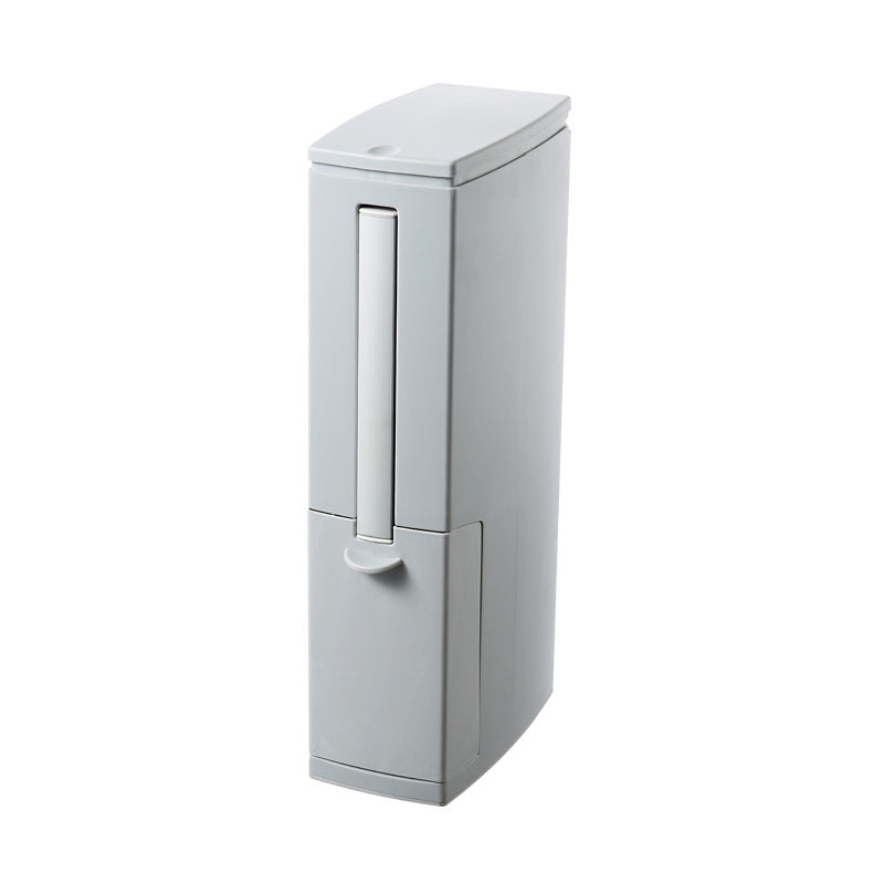 Narrow Toilet Brush and Rectangular Trash Bin Set