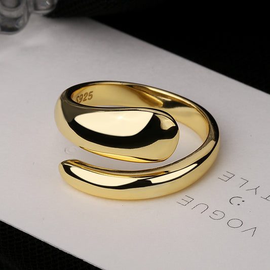 Lustrous Silver Droplet Ring