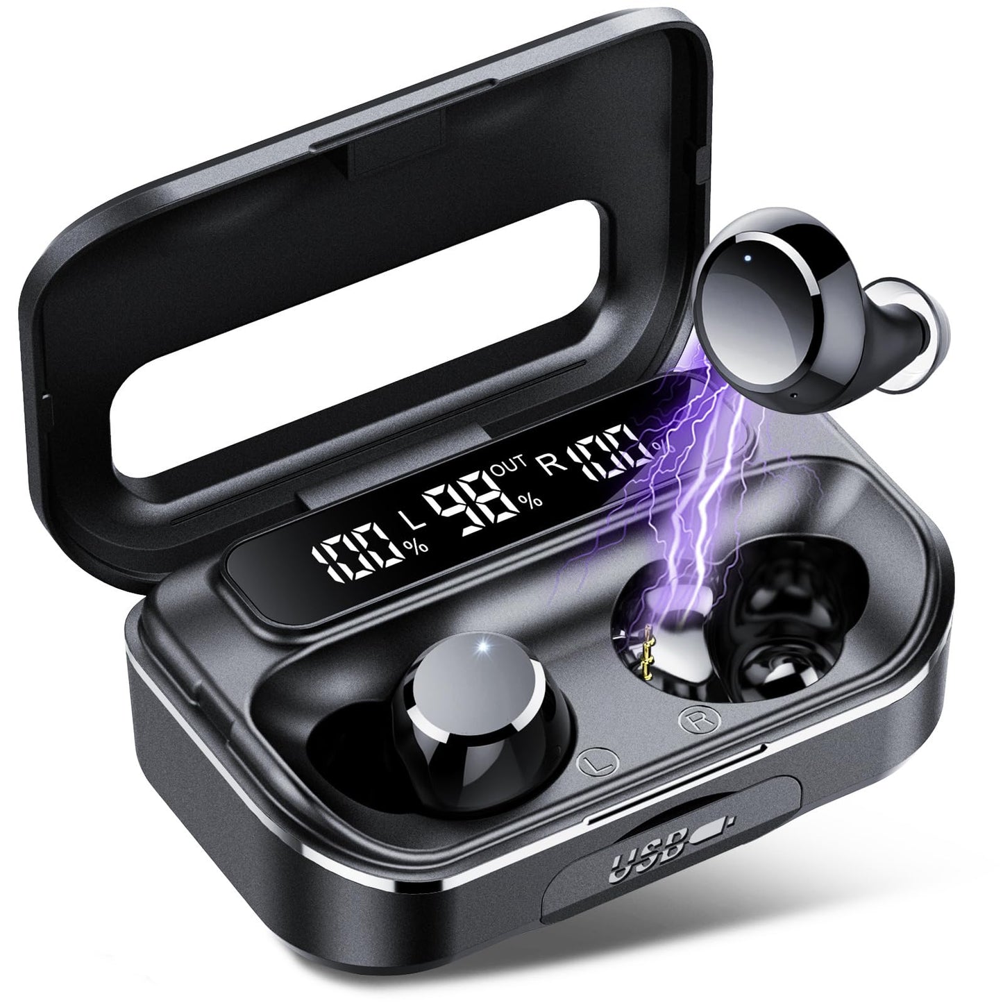 Ear Buds Wireless Bluetooth Earbuds Bluetooth 5.3 Headphones 108H Playtime Ear Buds with 2600mAh Charging Case to Charge Phone LED Display Earphones with Mic Deep Bass Earbuds for Work Sport
