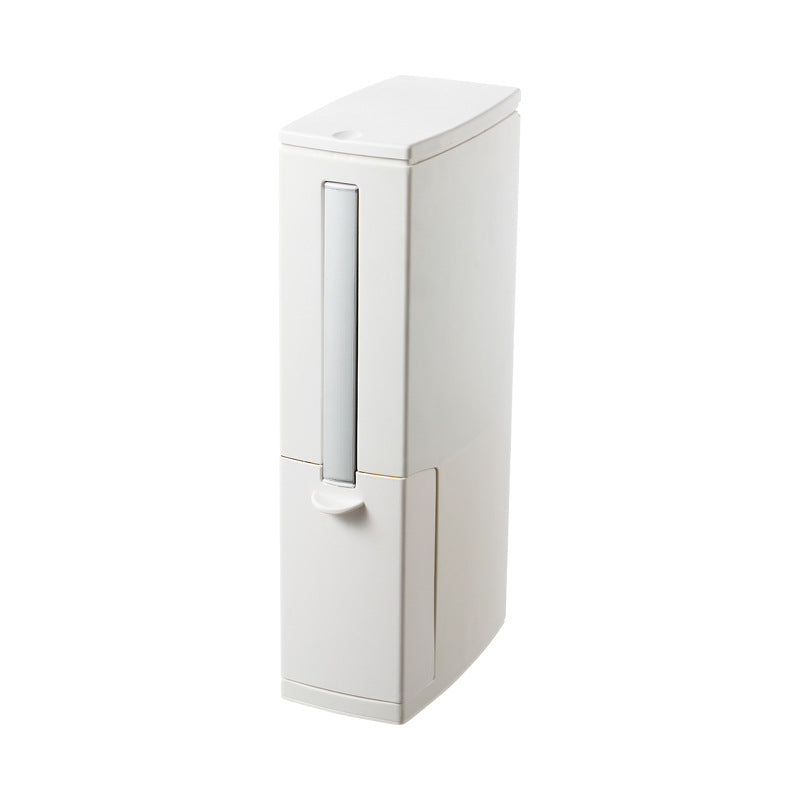 Narrow Toilet Brush and Rectangular Trash Bin Set