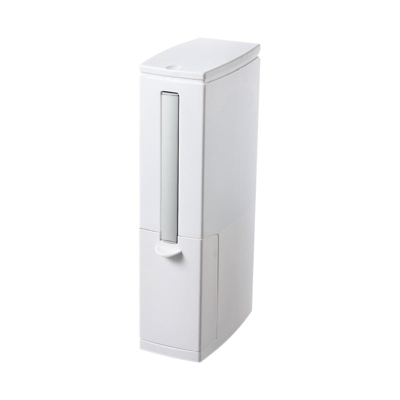 Narrow Toilet Brush and Rectangular Trash Bin Set