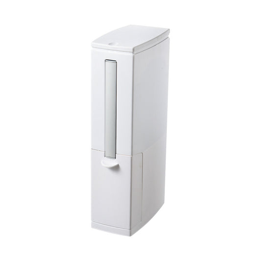 Narrow Toilet Brush and Rectangular Trash Bin Set
